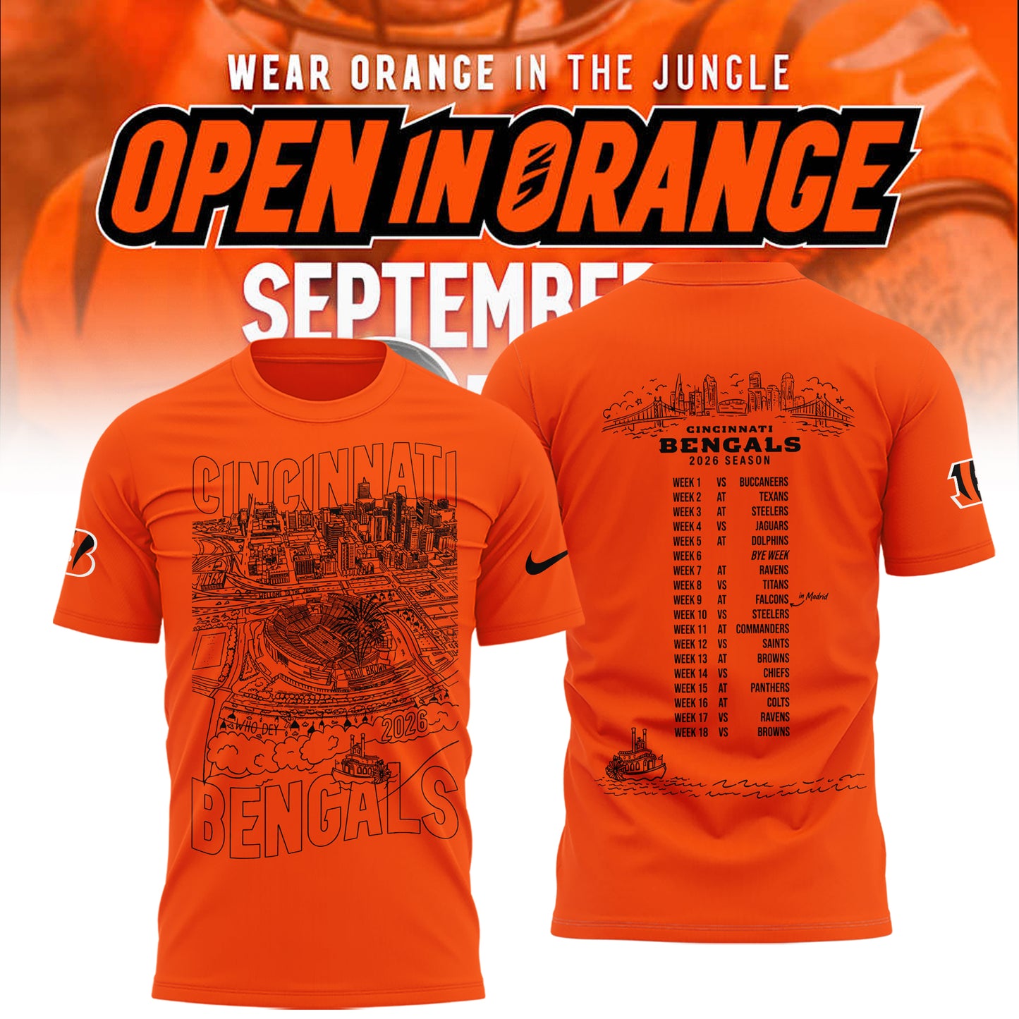 Limited Edition Cincinnati Bengals Open In Orange Shirt