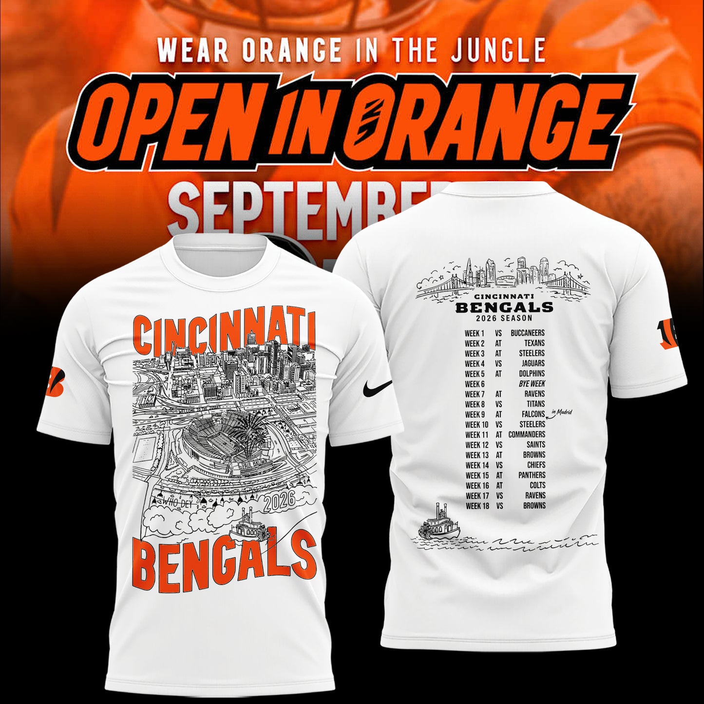 Limited Edition Cincinnati Bengals Open In Orange Shirt