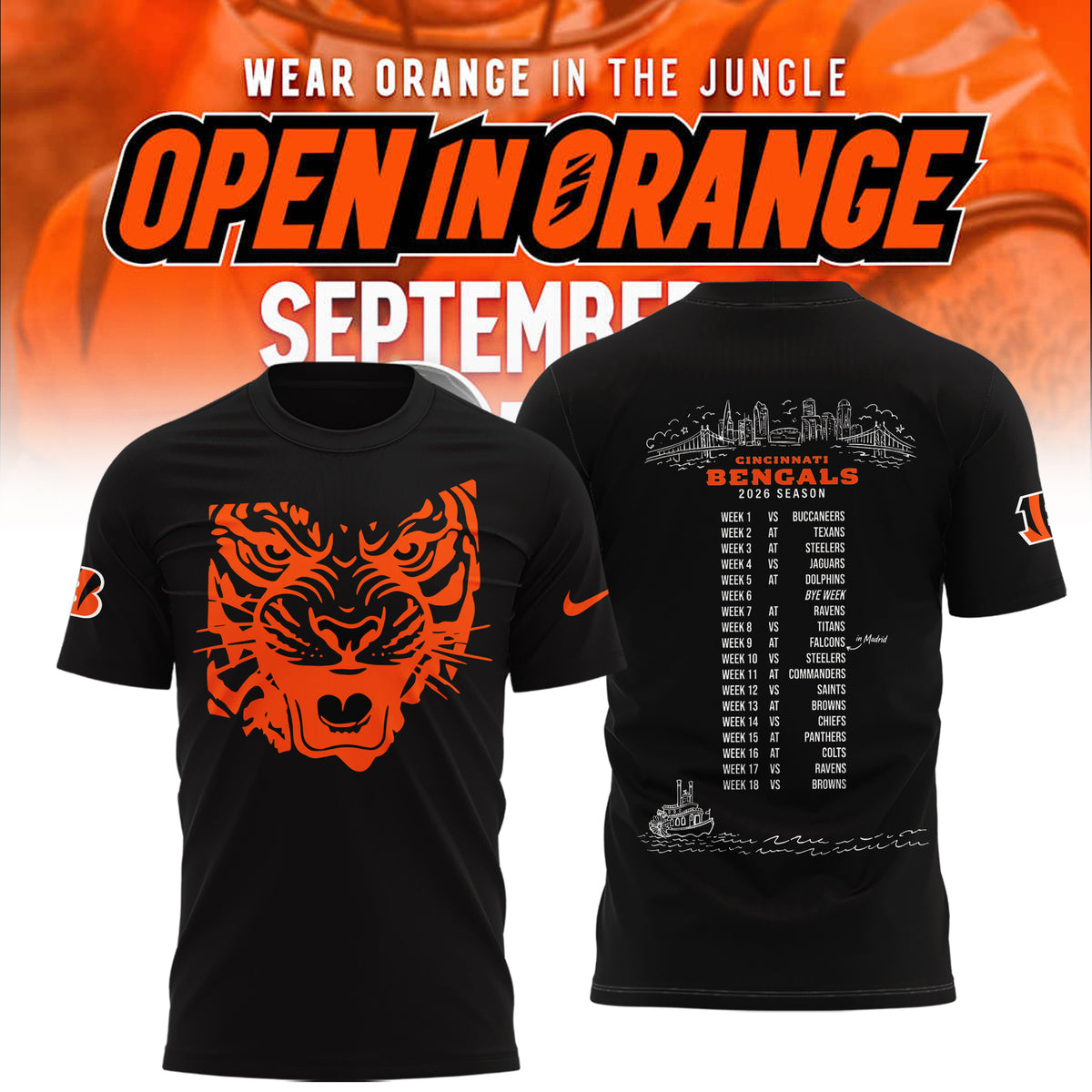 Limited Edition Cincinnati Bengals Open In Orange Shirt