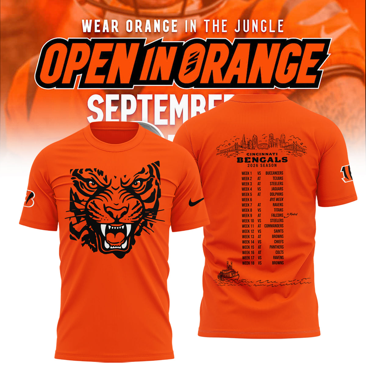 Limited Edition Cincinnati Bengals Open In Orange Shirt