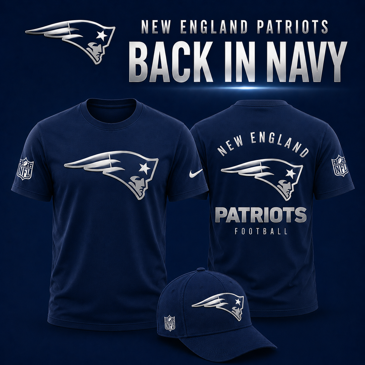 NE Patriots - Back In Navy 2026 Limited Edition Tshirt