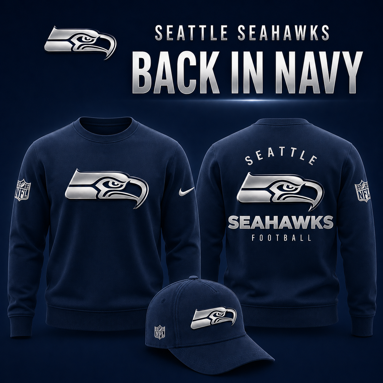 Seattle Seahawks - Back In Navy 2026 Limited Edition Sweatshirt