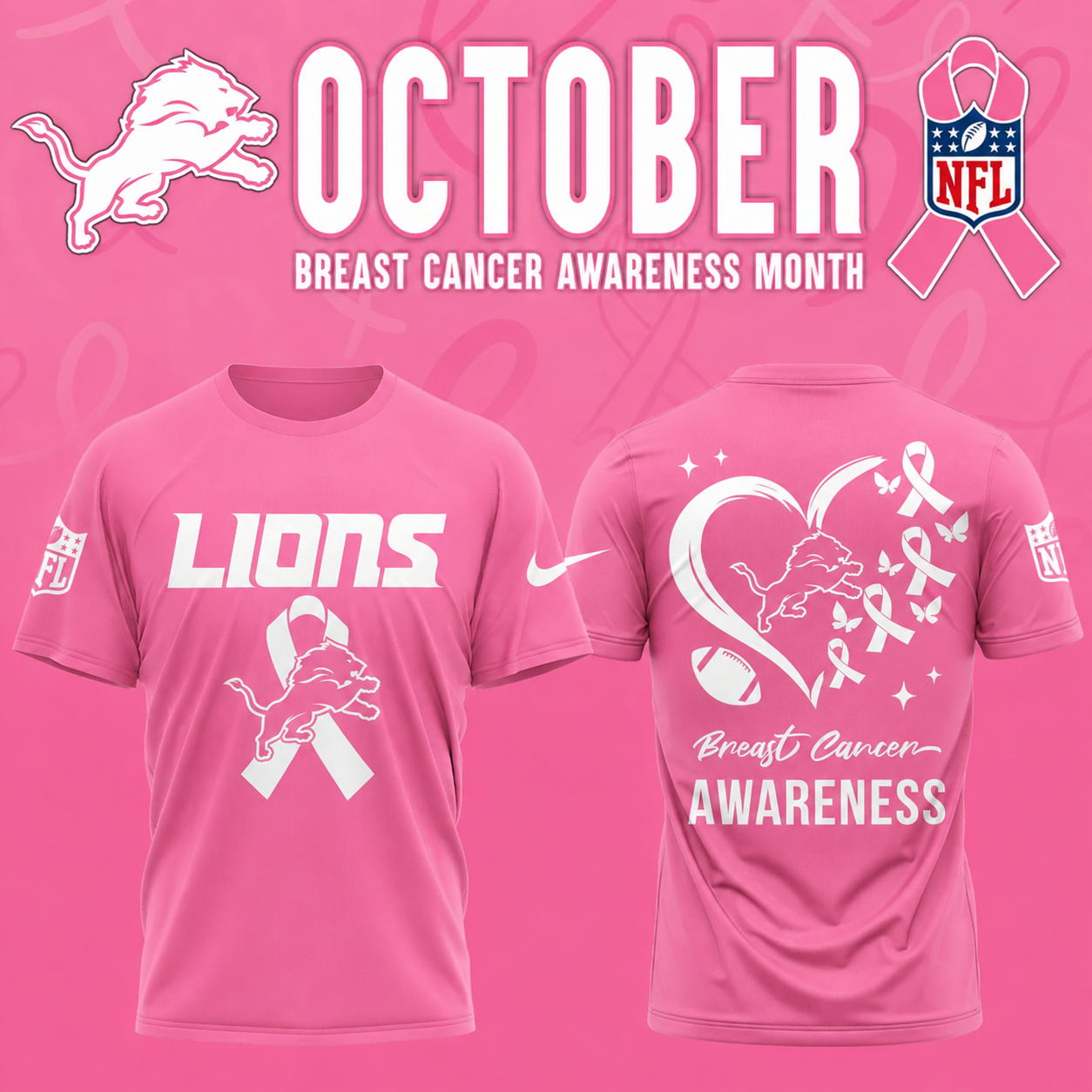 Detroit Lions Breast Cancer Awareness Pink 2026 V2