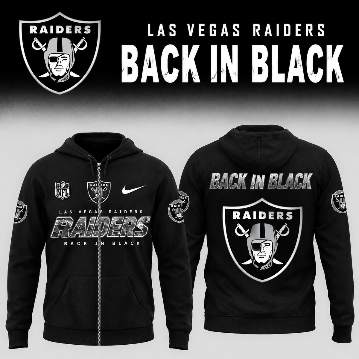 2026 Raiders - Back In Black Limited Edition ZipHoodie