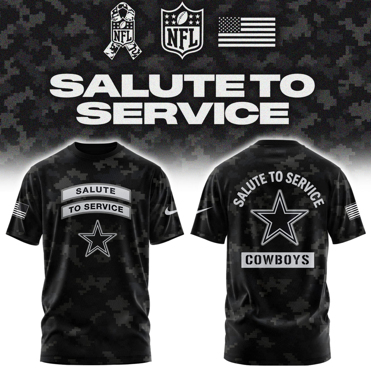 Limited Edition Dallas Cowboys Salute To Service “Made With Purpose” T-shirt