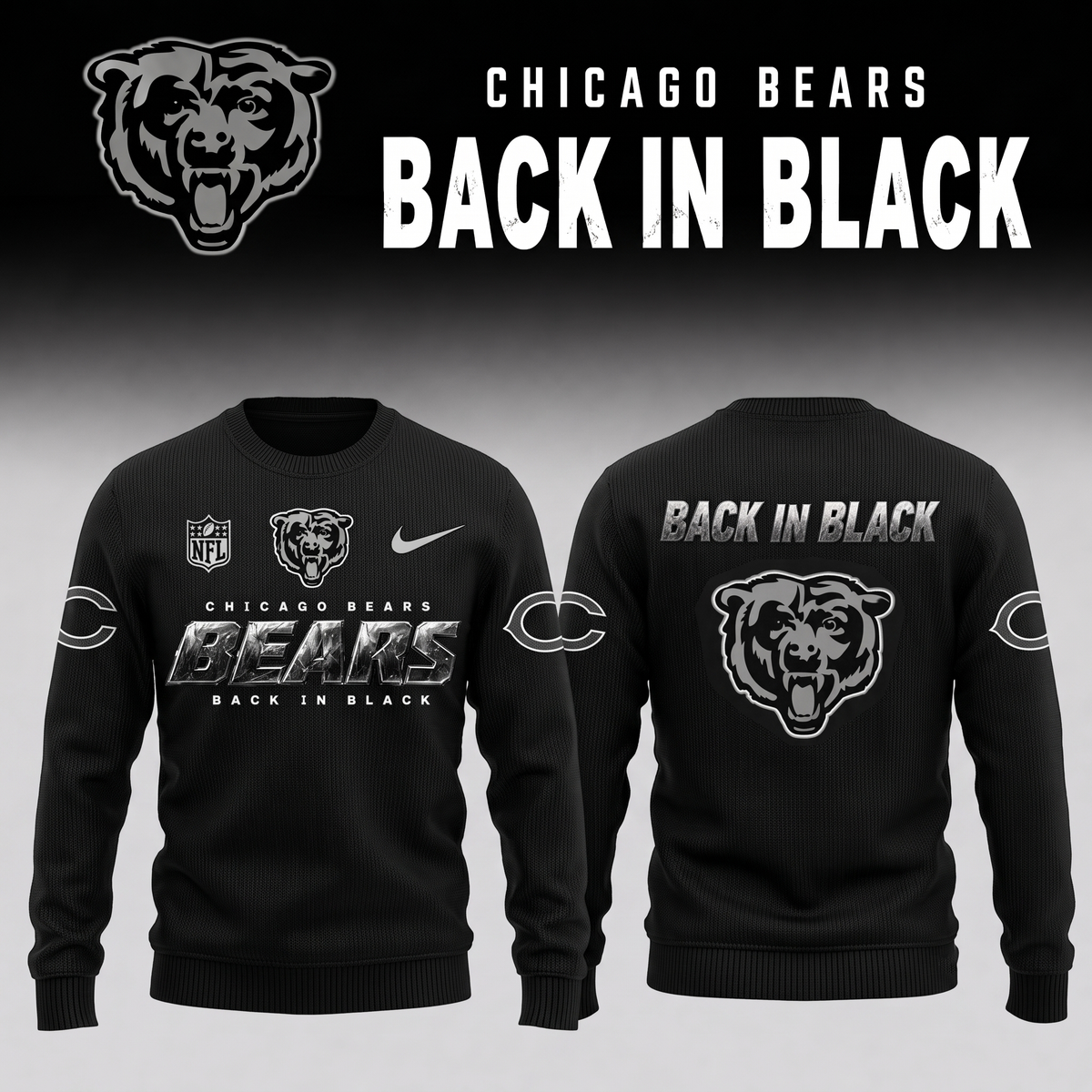 2026 Chicago Bears - Back In Black Limited Edition Sweater