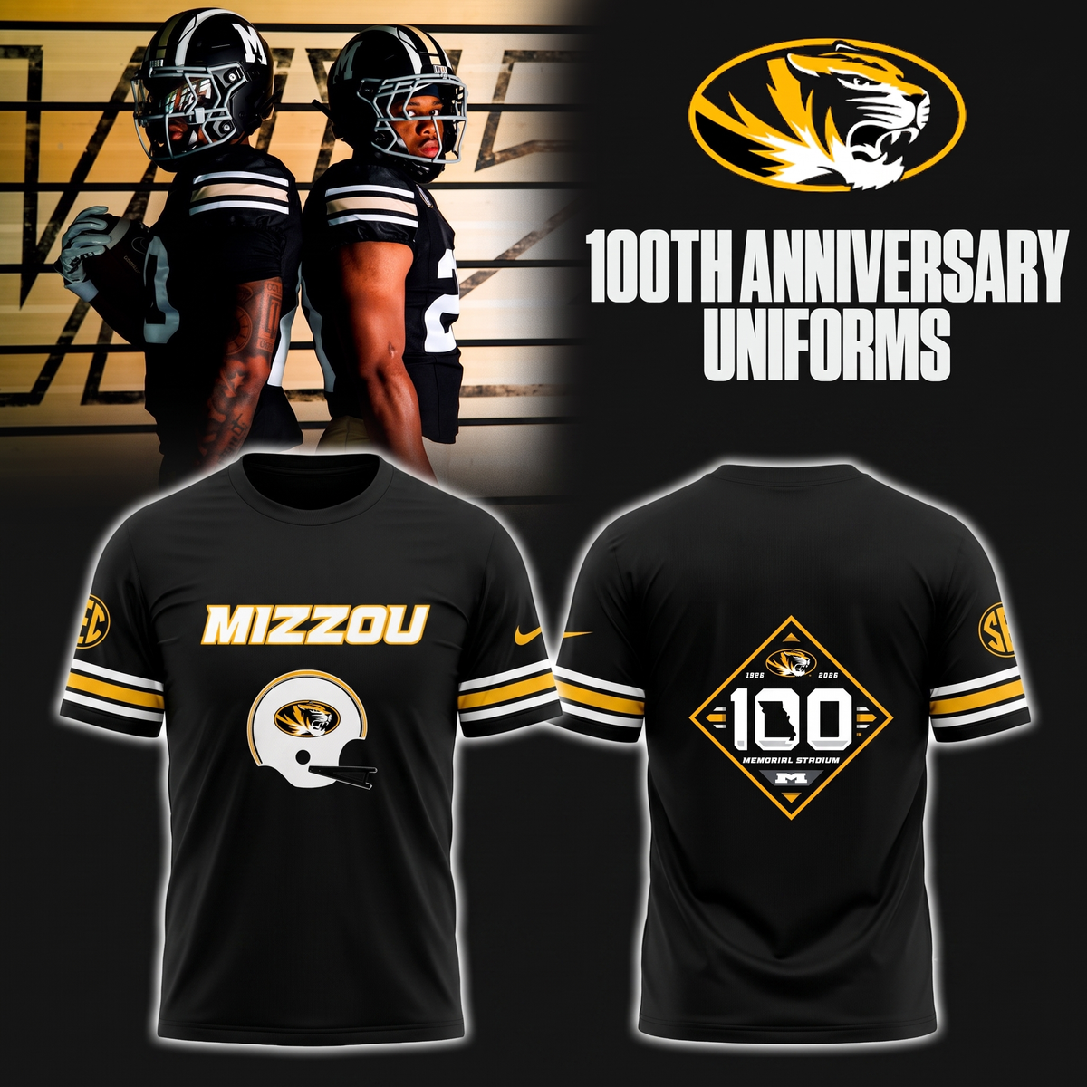 2026 Mizzou Football - 100th Anniversary Uniform