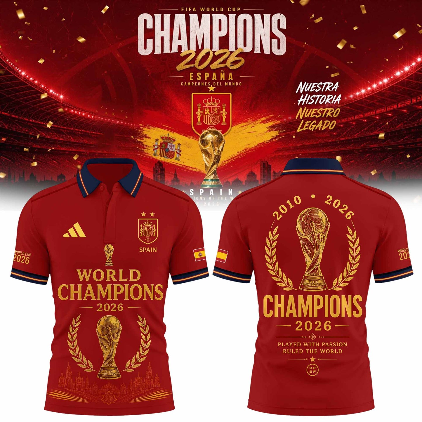 Spain World Cup Champions 2026 Polo