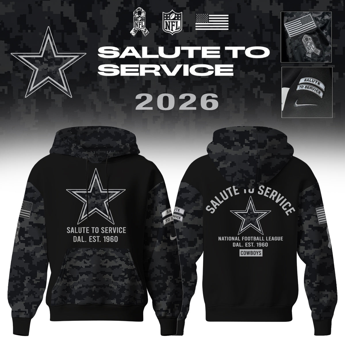 Dallas Cowboys Salute To Service 2026 – Hoodie