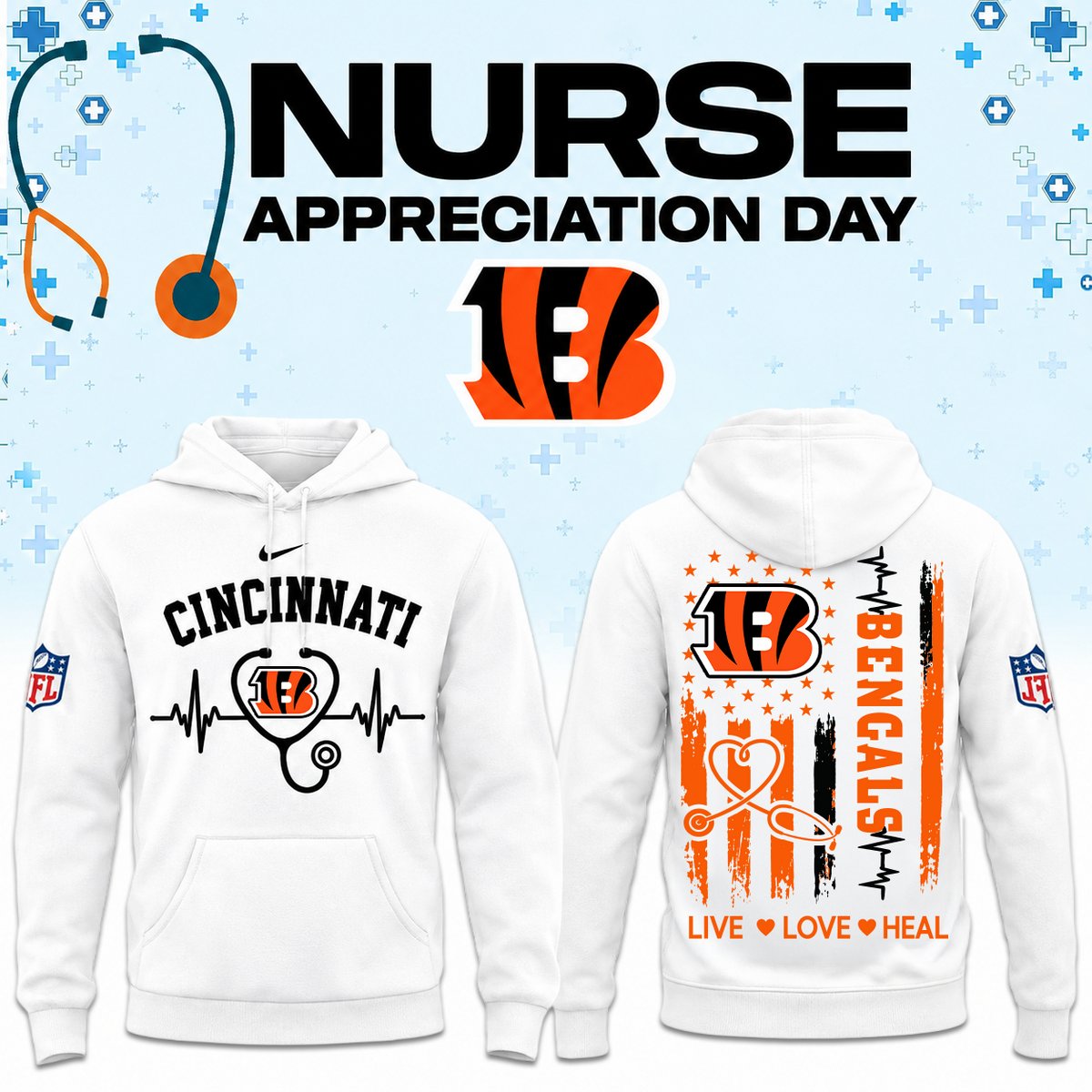 Cincinnati Football Nurse Appreciation Hoodie