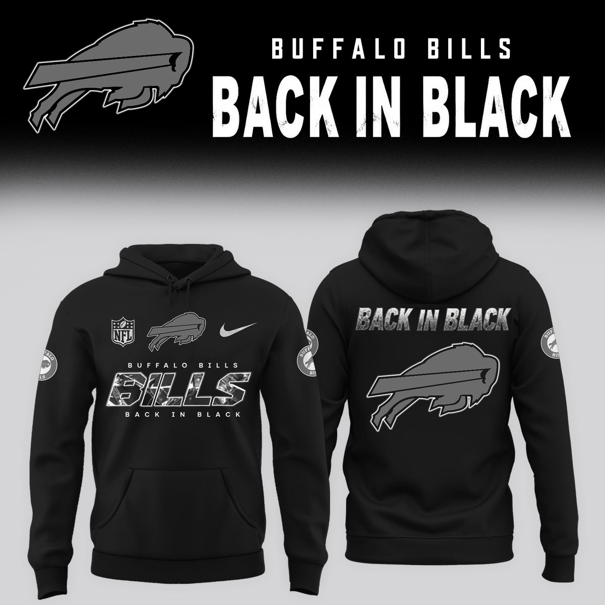 2026 Buffalo Bills - Back In Black Limited Edition Hoodie