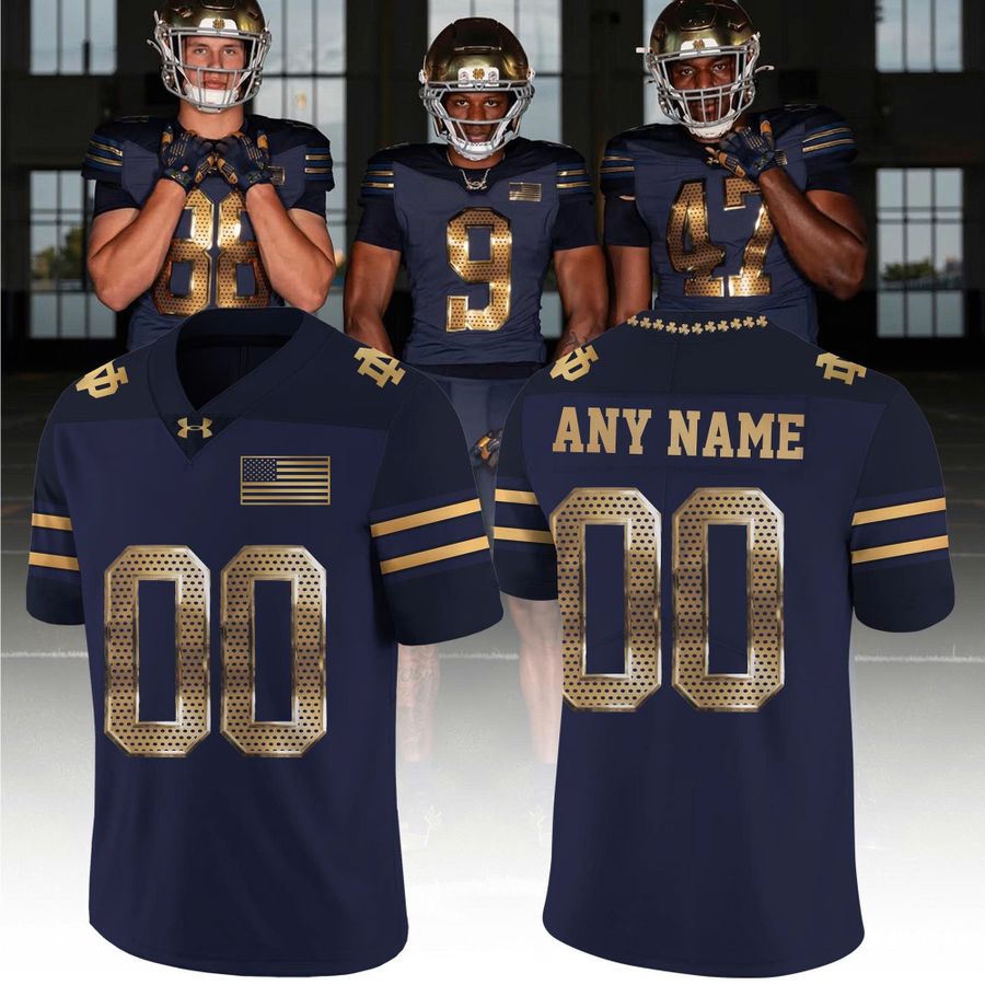 Notre Dame Under Armour Personalized Football Jersey - Navy/Gold Edition