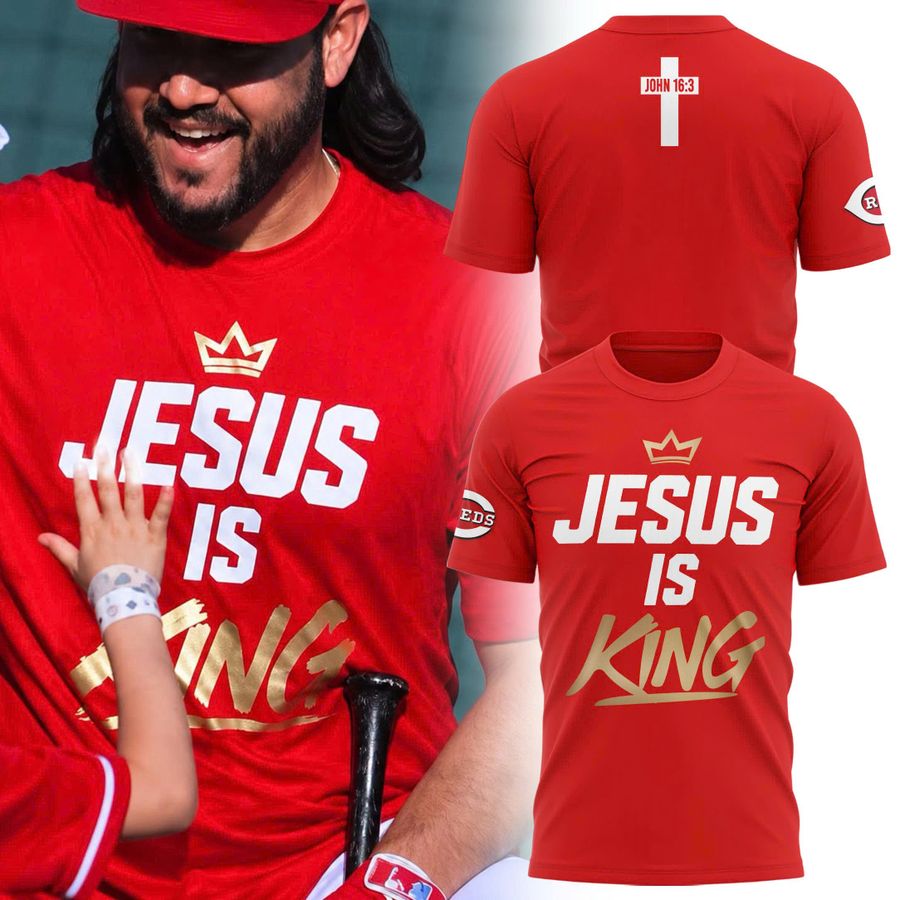 Unisex Red Cincinnati Reds "Jesus Is King" T-shirt