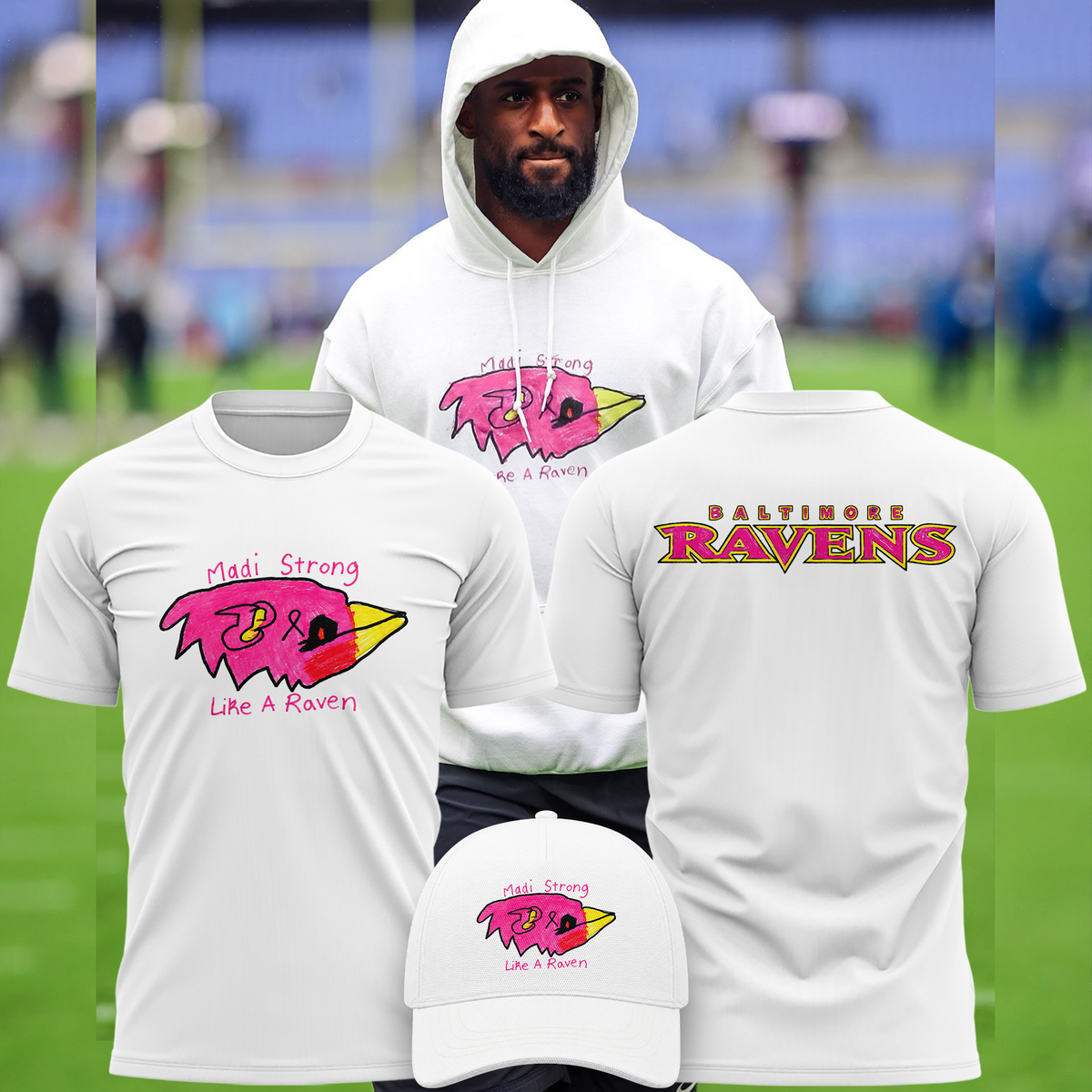 2.Limited Edition Baltimore Ravens Tshirt Designed By Young Heroes Battling Cancer