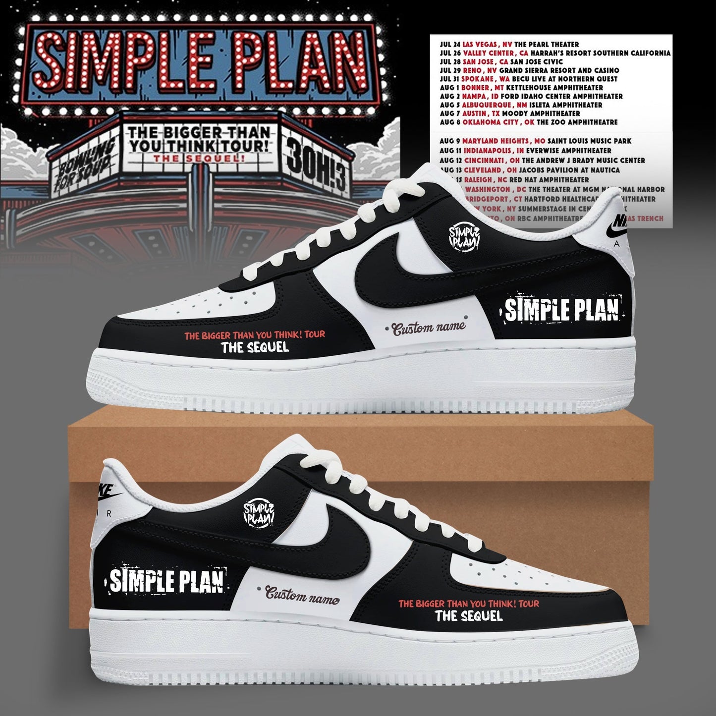 The Bigger Than You Think Tour Premium 3D Sneakers – Black Swoosh Custom Shoes