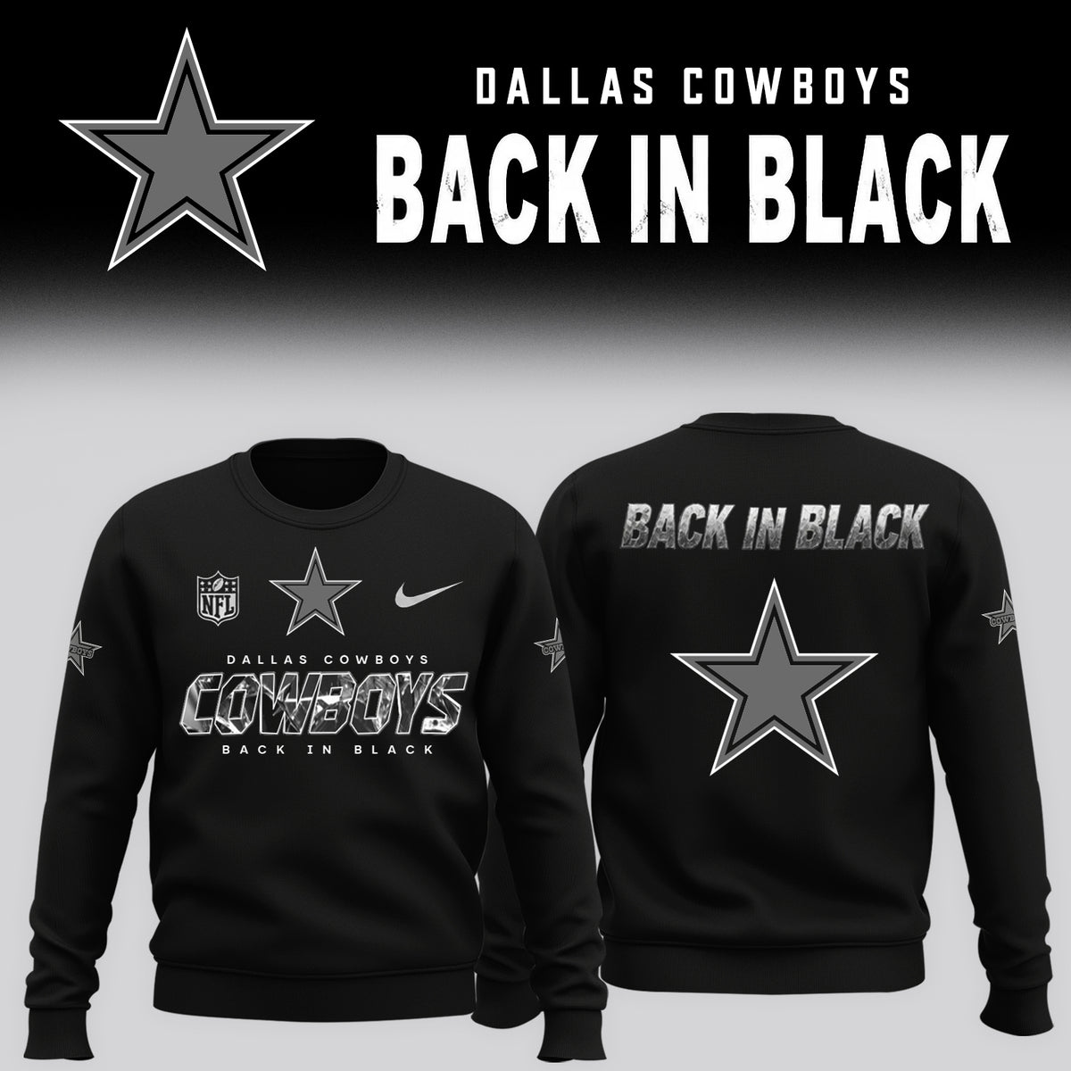 2026 Dallas Cowboys - Back In Black Limited Edition Sweater