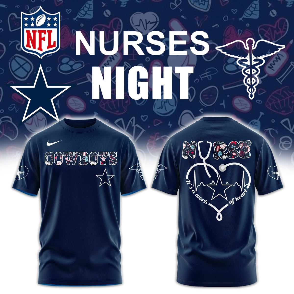 Dallas Cowboys NURSES NIGHT Combo Tshirt | Jogger | Cap