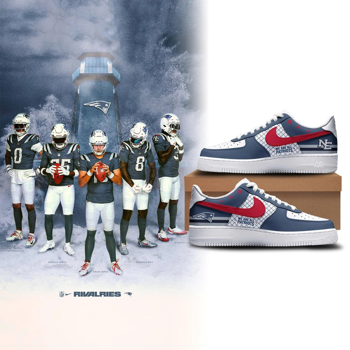 Special edition New England Patriots Sneakers ” We are all patriots ” 2026 for fans!