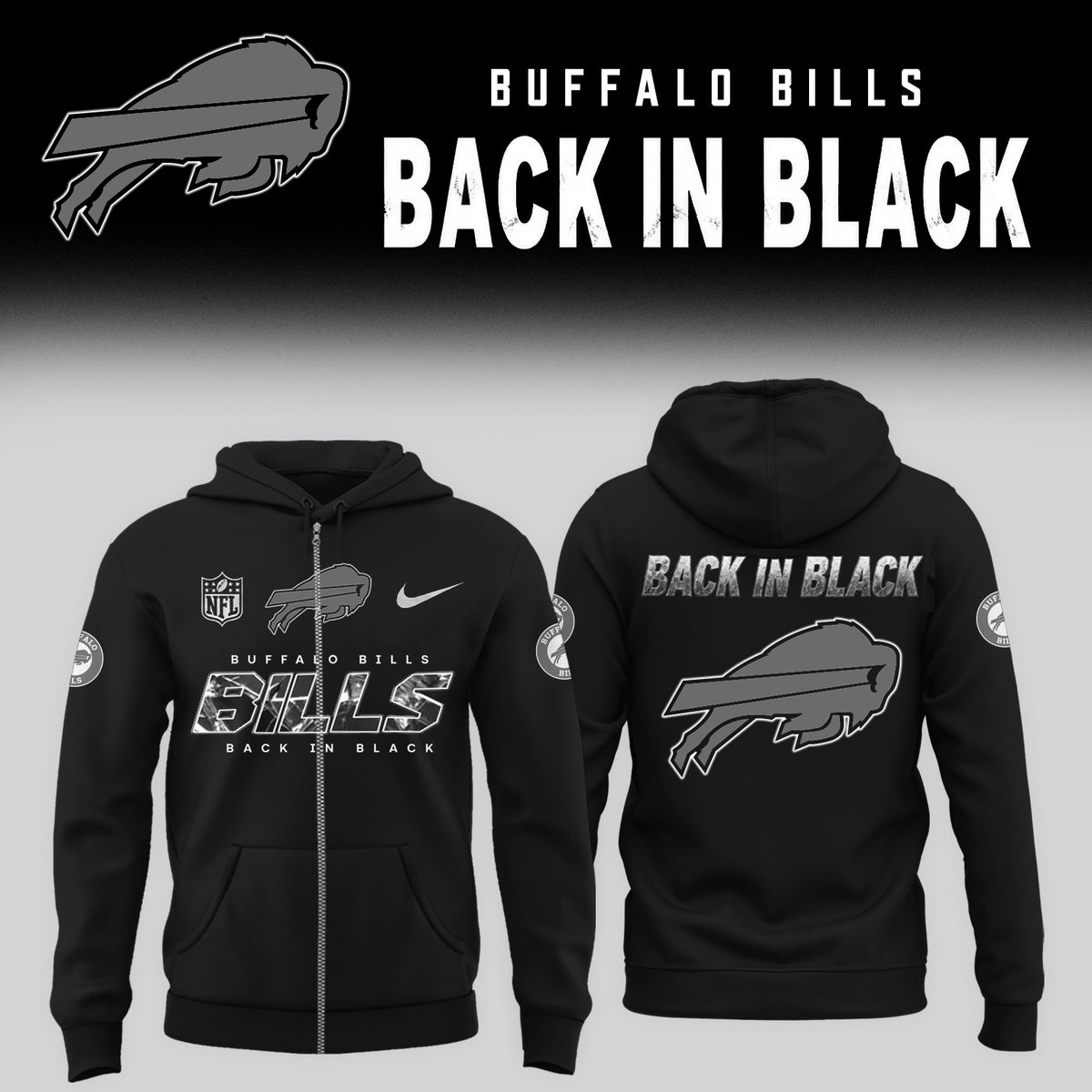 2026 Buffalo Bills - Back In Black Limited Edition ZipHoodie