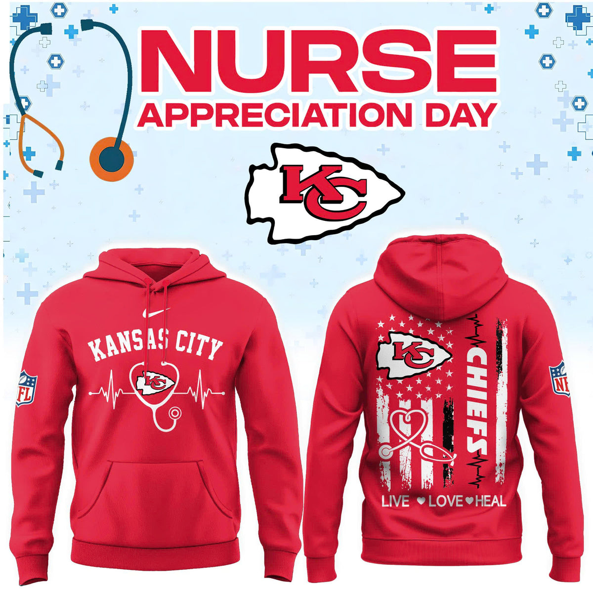 Kansas City Football Nurse Appreciation Hoodie