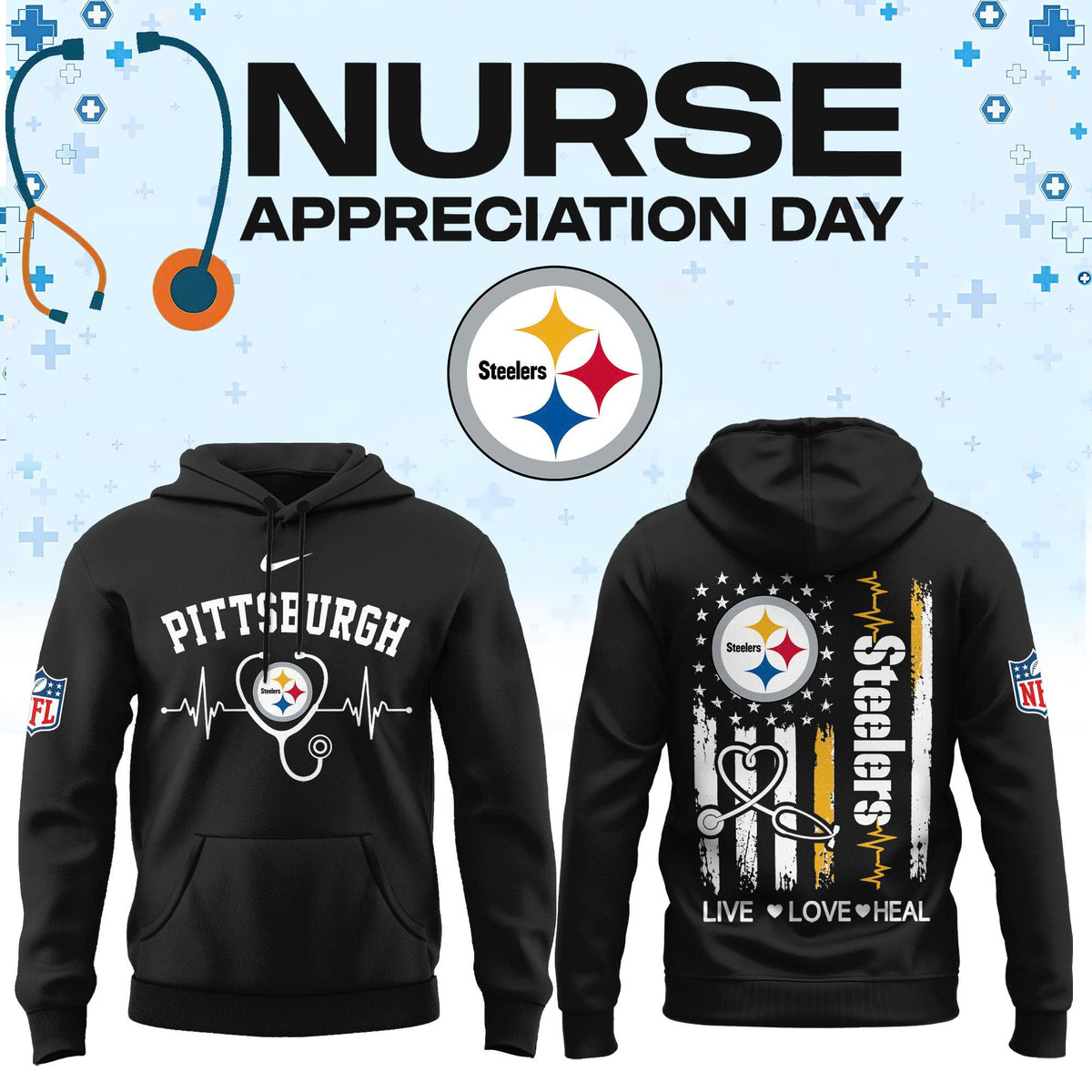 Pittsburgh Football Nurse Appreciation Hoodie