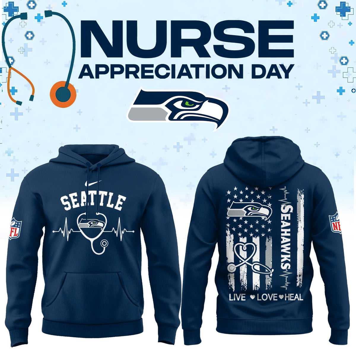 Seattle Football Nurse Appreciation Hoodie