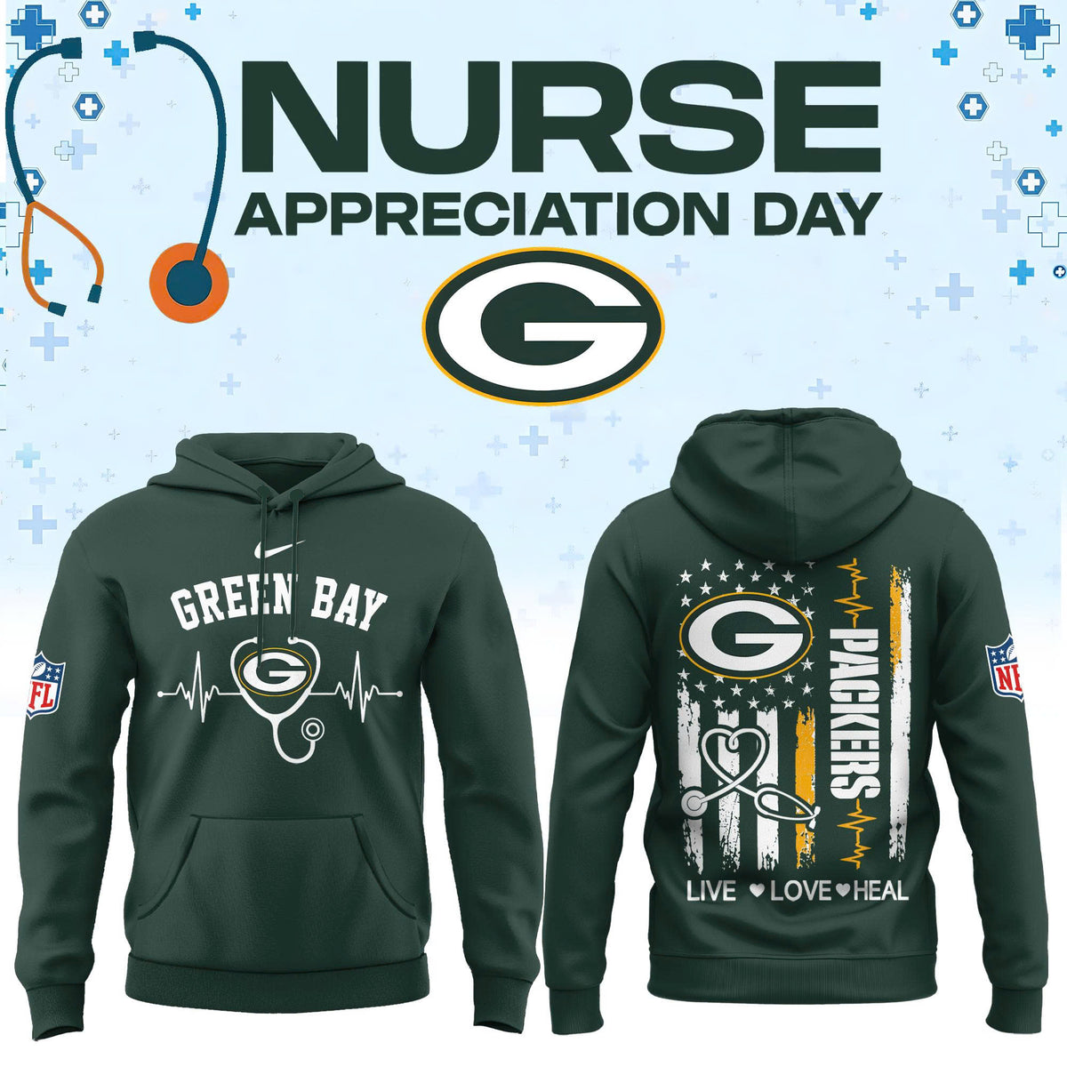 Green Bay Football Nurse Appreciation Hoodie