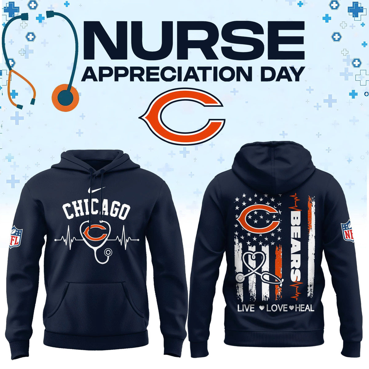 Chicago Football Nurse Appreciation Hoodie