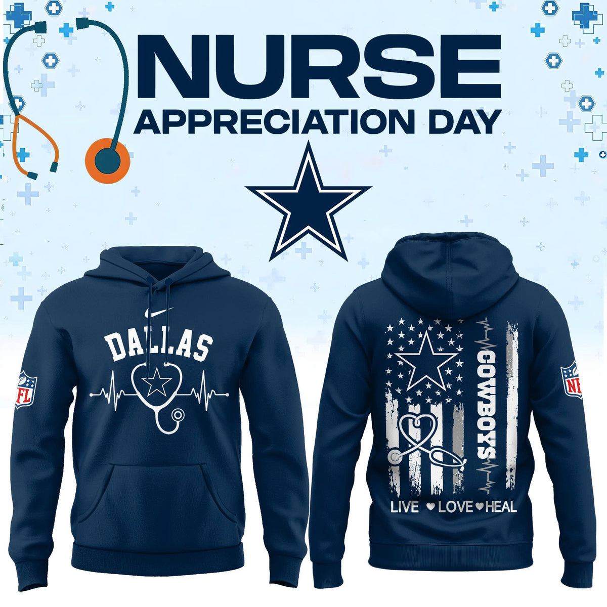 Dallas Football Nurse Appreciation Hoodie