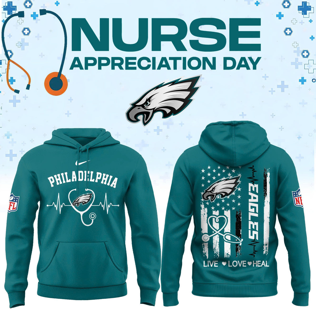 Philadelphia Football Nurse Appreciation Hoodie