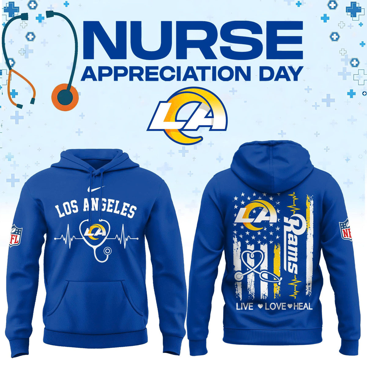 Los Angeles R Football Nurse Appreciation Hoodie