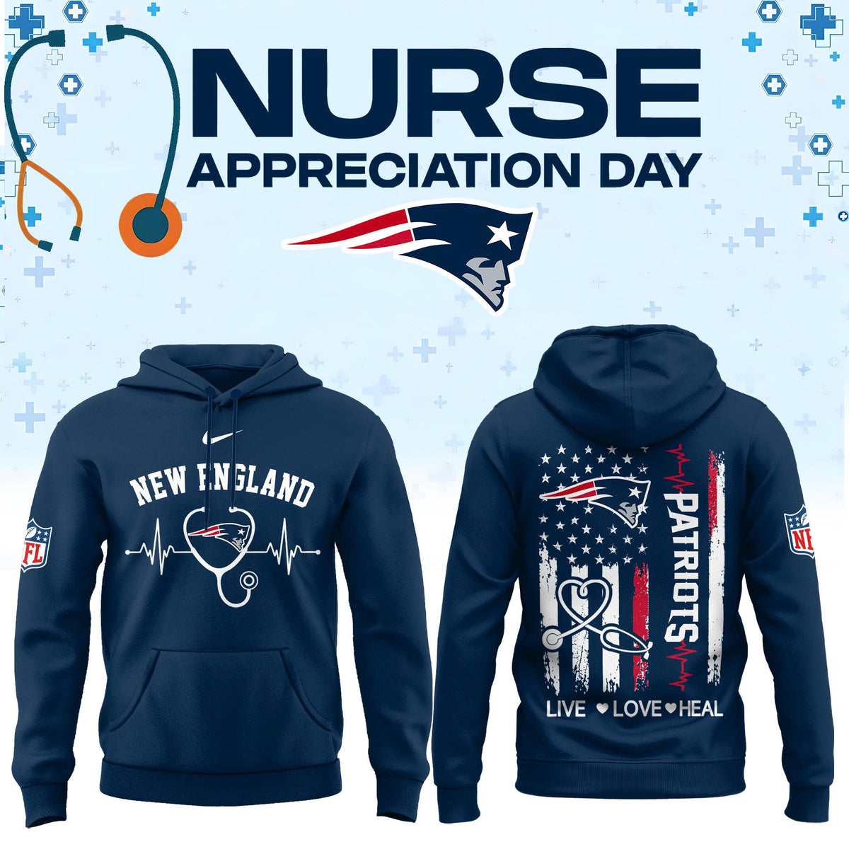 New England Football Nurse Appreciation Hoodie