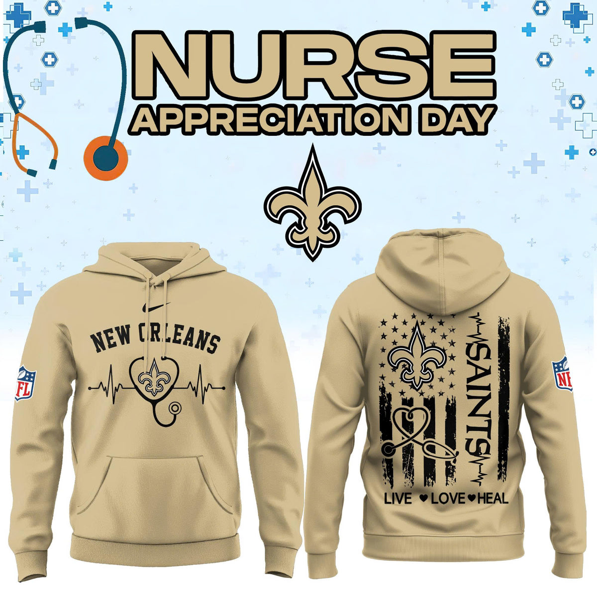 New Orleans Football Nurse Appreciation Hoodie