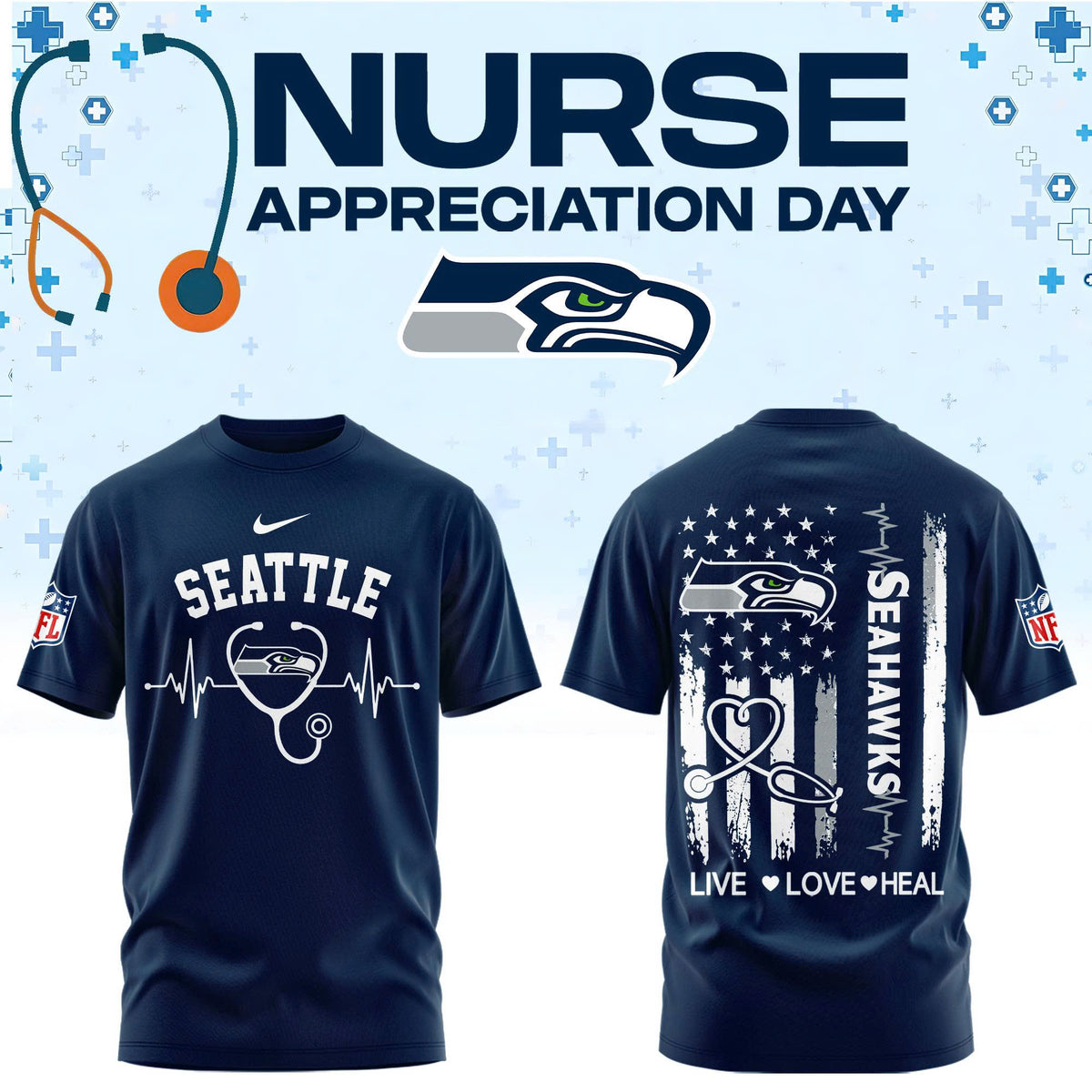 Seattle Football Nurse Appreciation Tshirt
