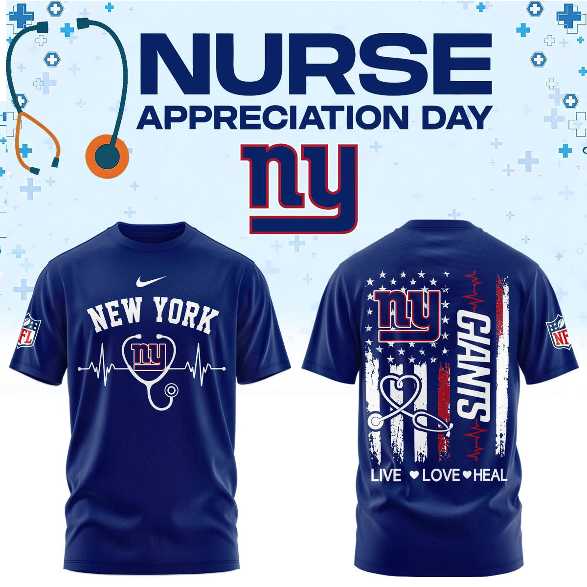 New York G Football Nurse Appreciation Tshirt