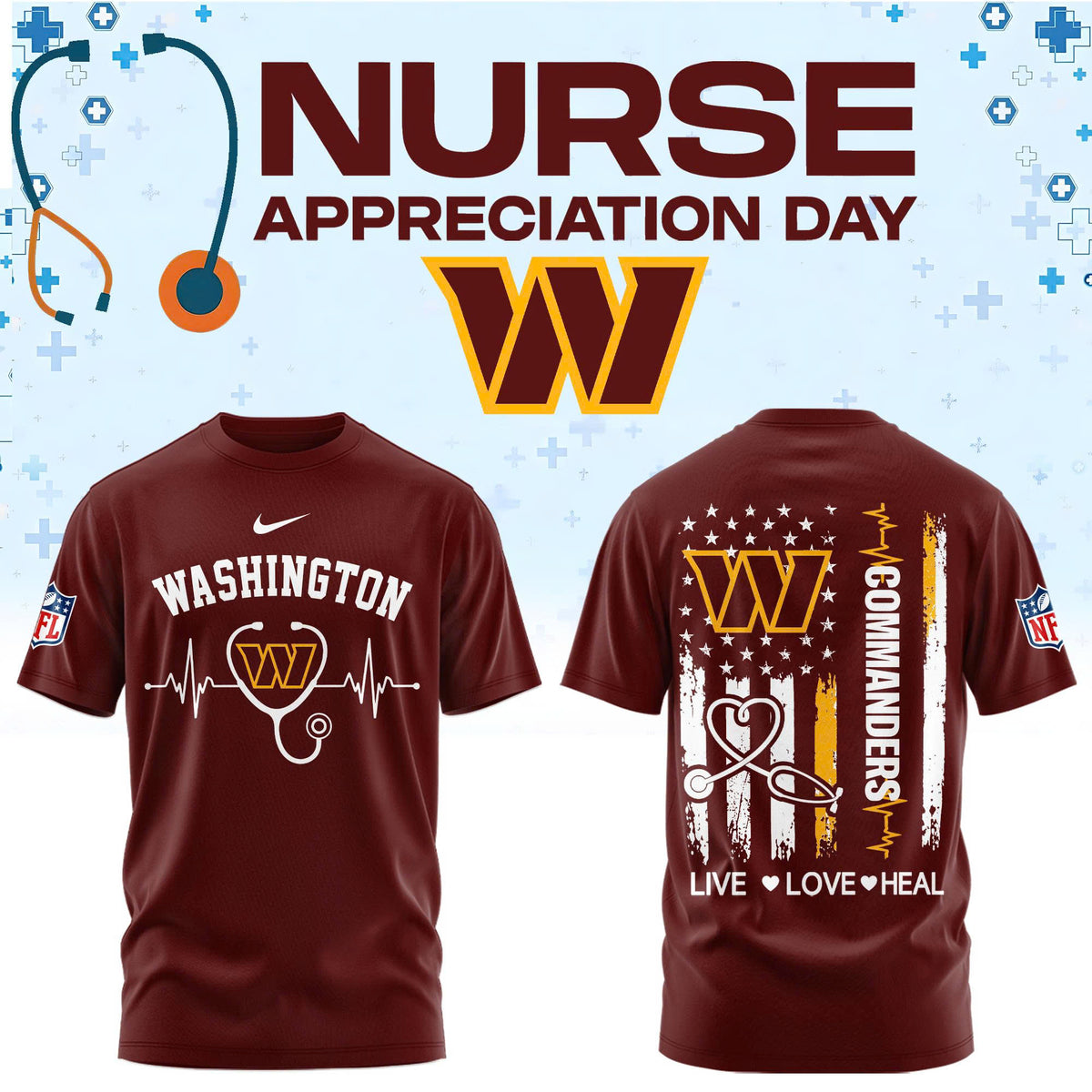 Washington Football Nurse Appreciation Tshirt