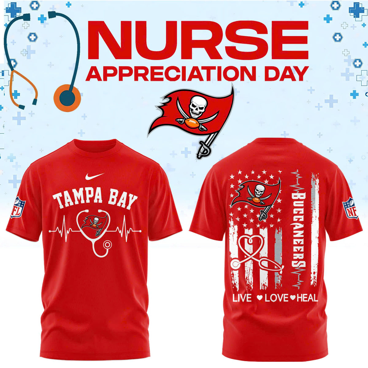 Tampa Bay Football Nurse Appreciation Tshirt