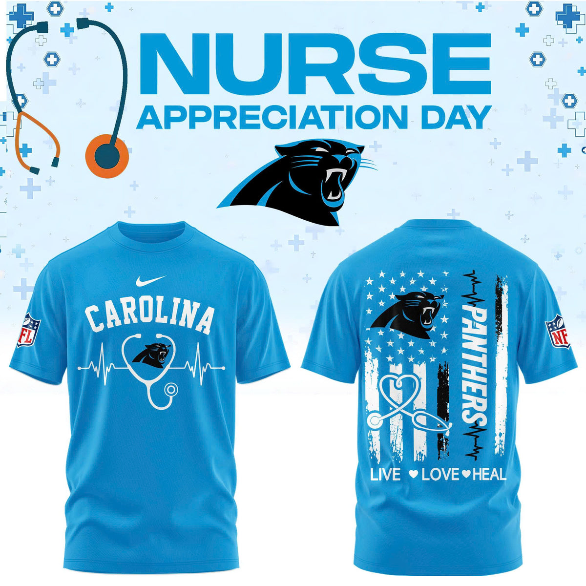 Carolina Football Nurse Appreciation Tshirt