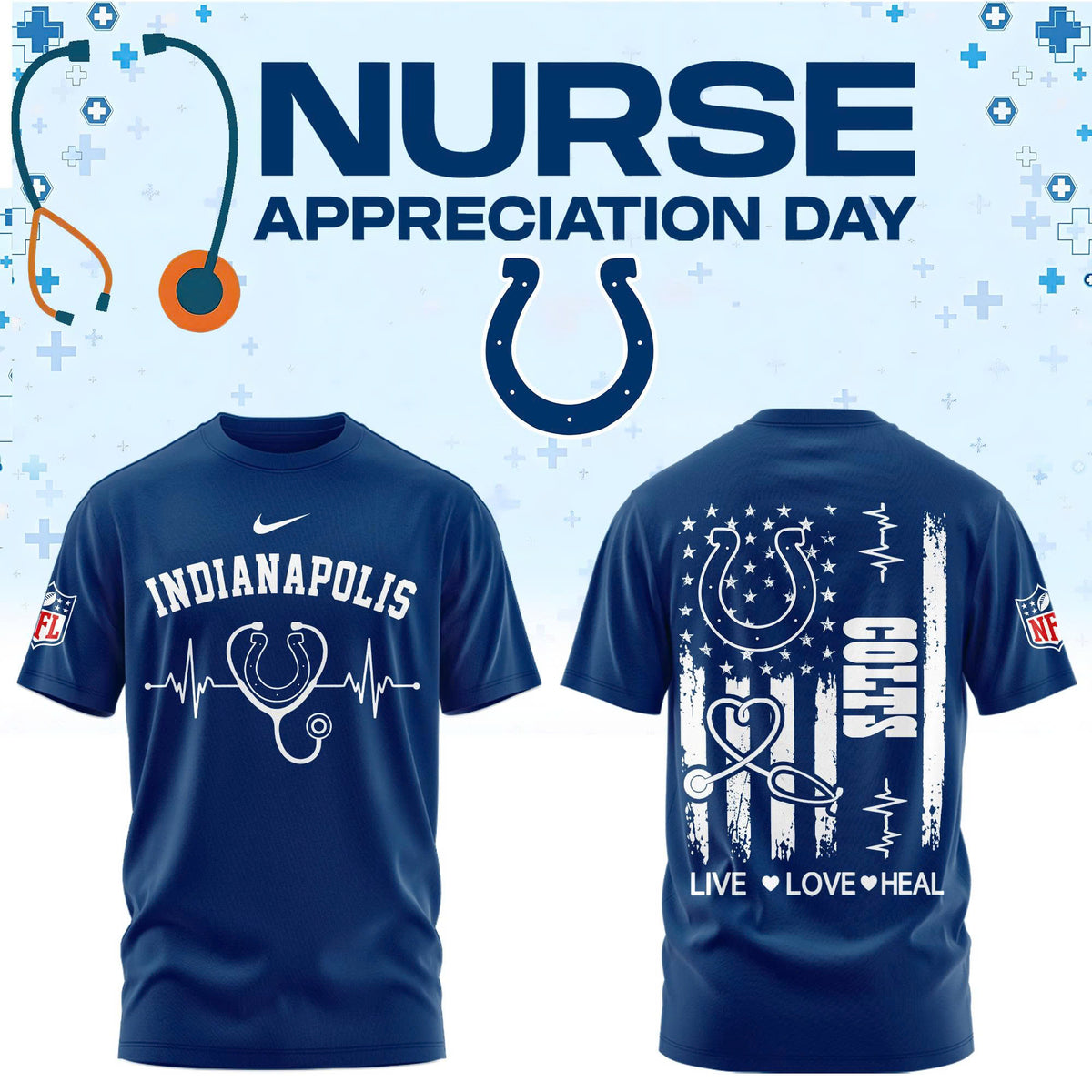 Indianapolis Football Nurse Appreciation Tshirt