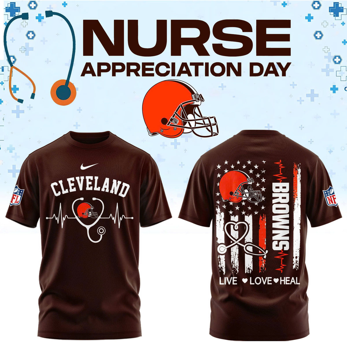 Cleveland Football Nurse Appreciation Tshirt