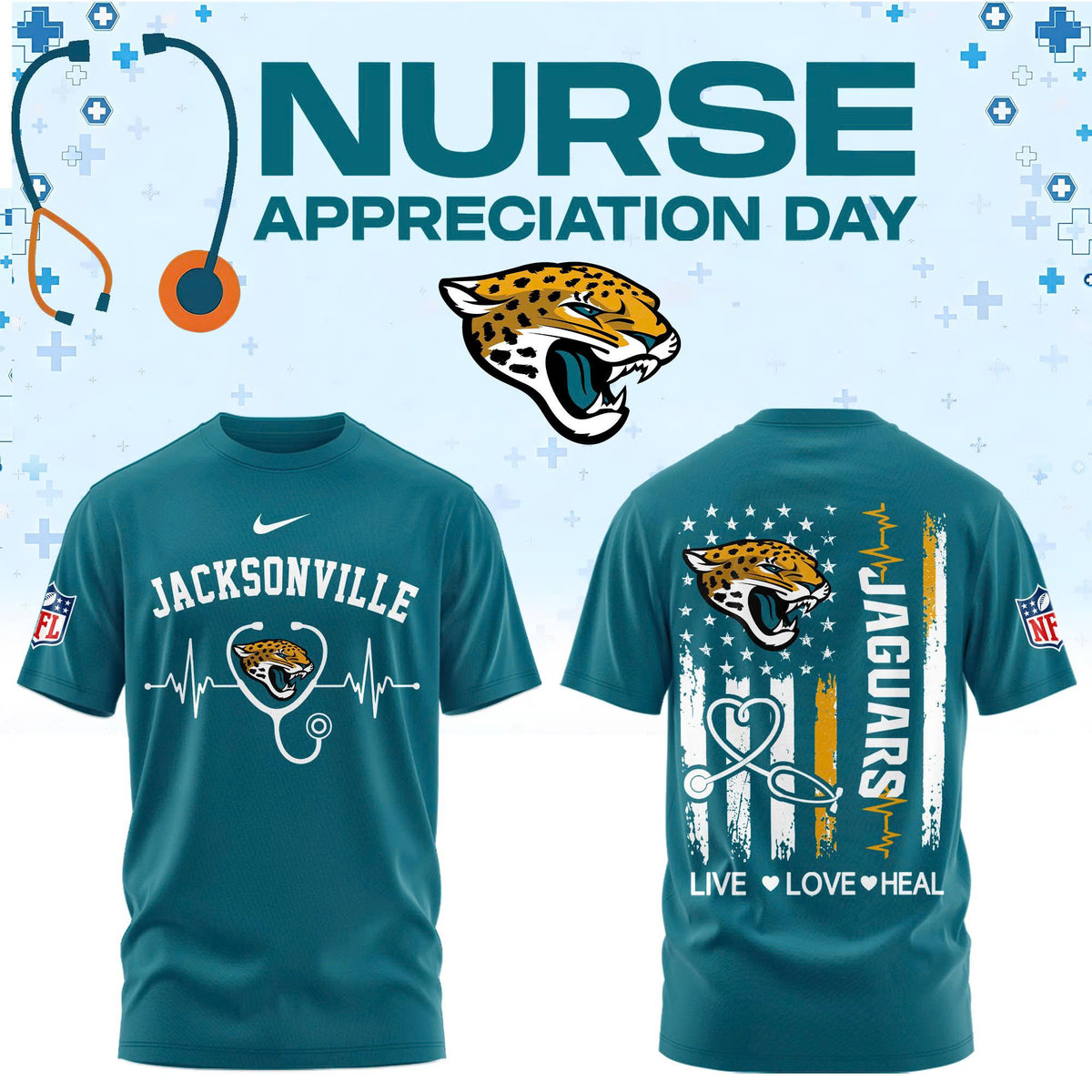 Jacksonville Football Nurse Appreciation Tshirt