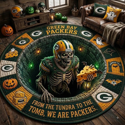 Limited Edition Green Bay Packers 2026 Halloween Quilted Round Rug, Mats