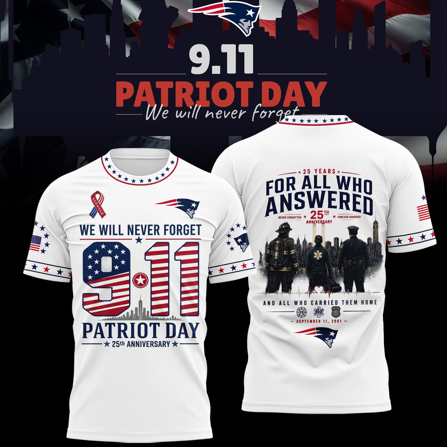 Limited Edition New England Patriots 2026 Patriot Day T-Shirt