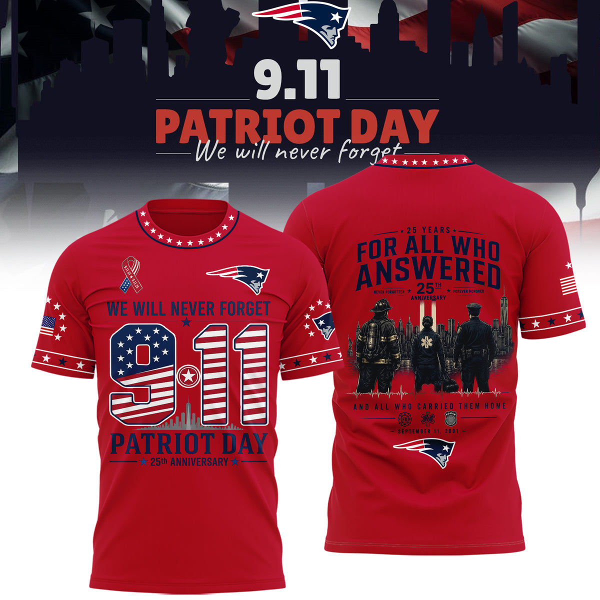 Limited Edition New England Patriots 2026 Patriot Day T-Shirt
