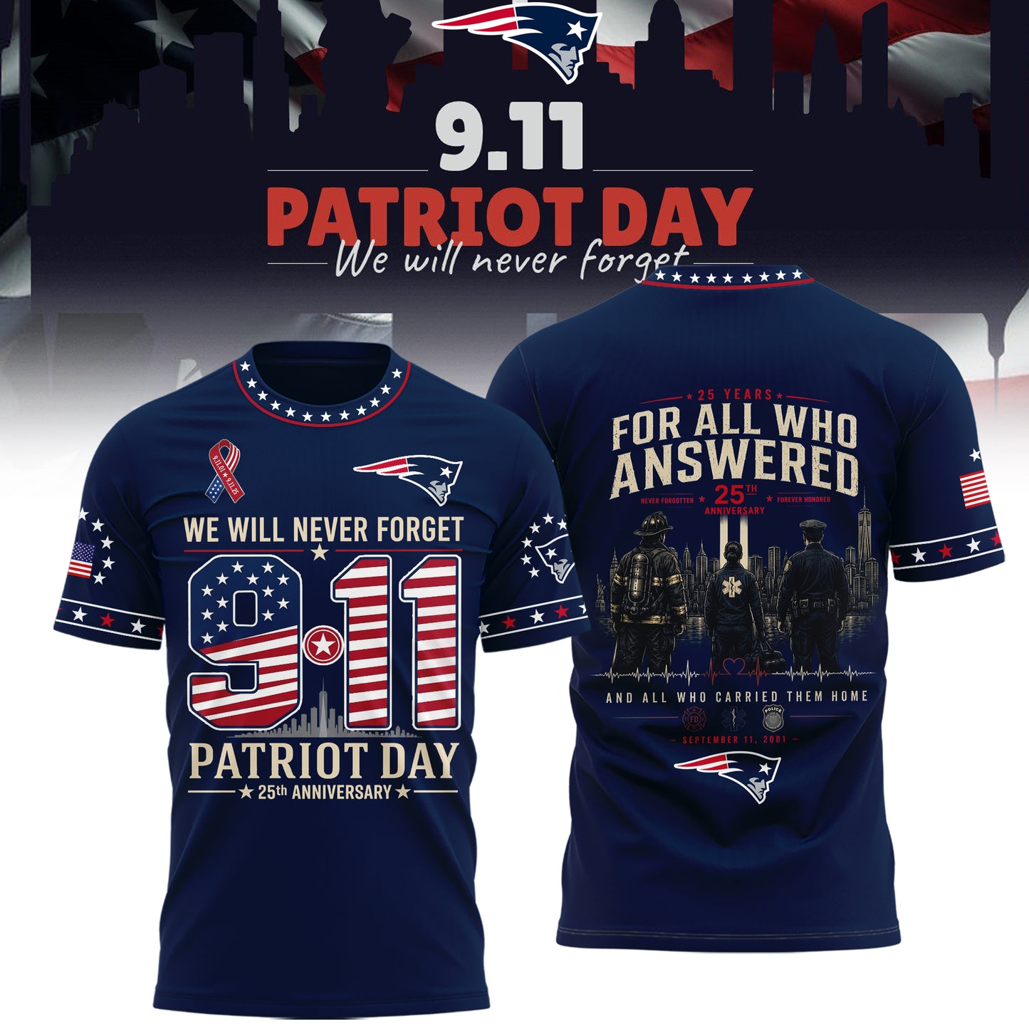 Limited Edition New England Patriots 2026 Patriot Day T-Shirt