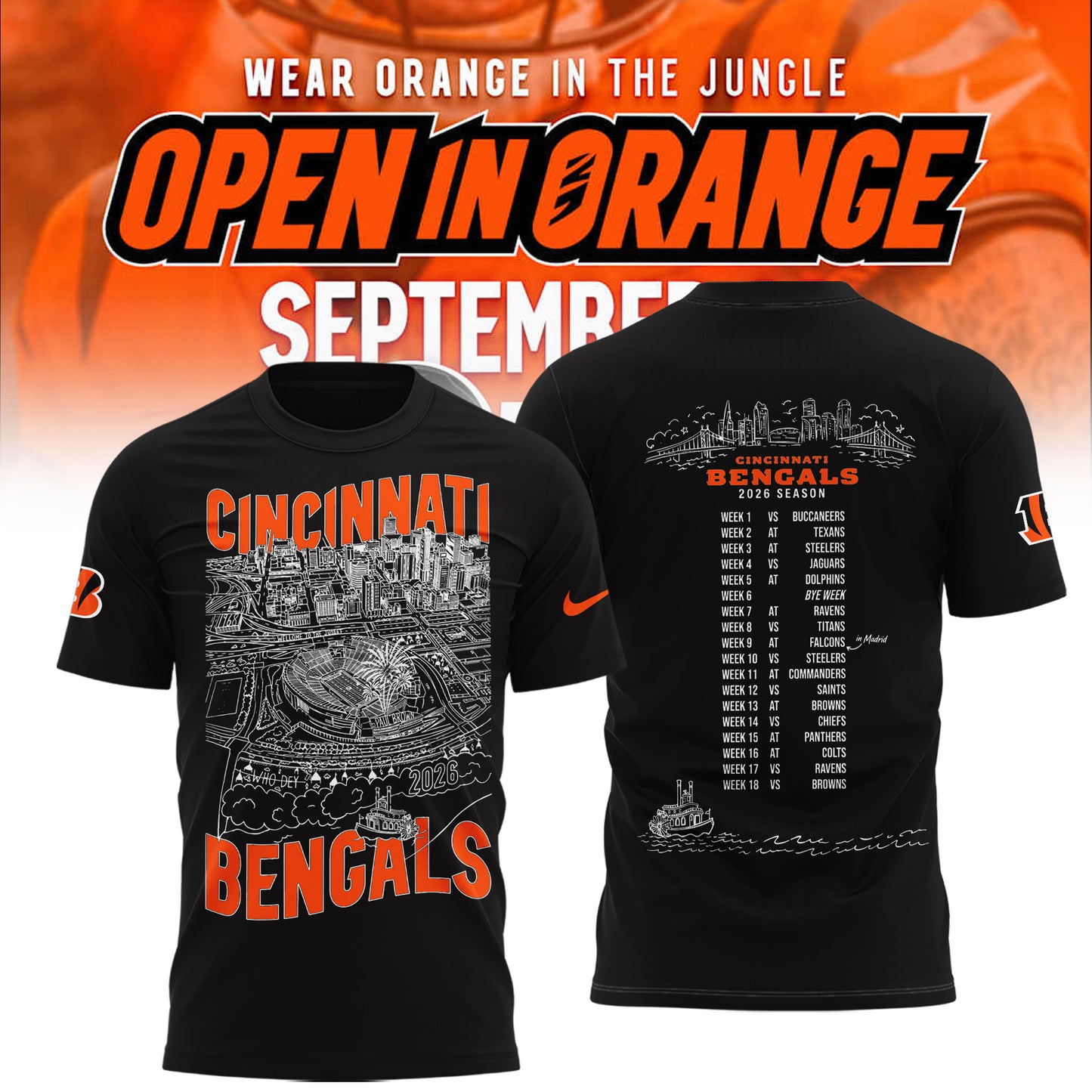 Limited Edition Cincinnati Bengals Open In Orange Shirt