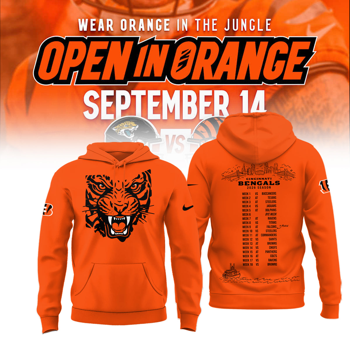 Limited Edition Cincinnati Bengals Open In Orange Shirt