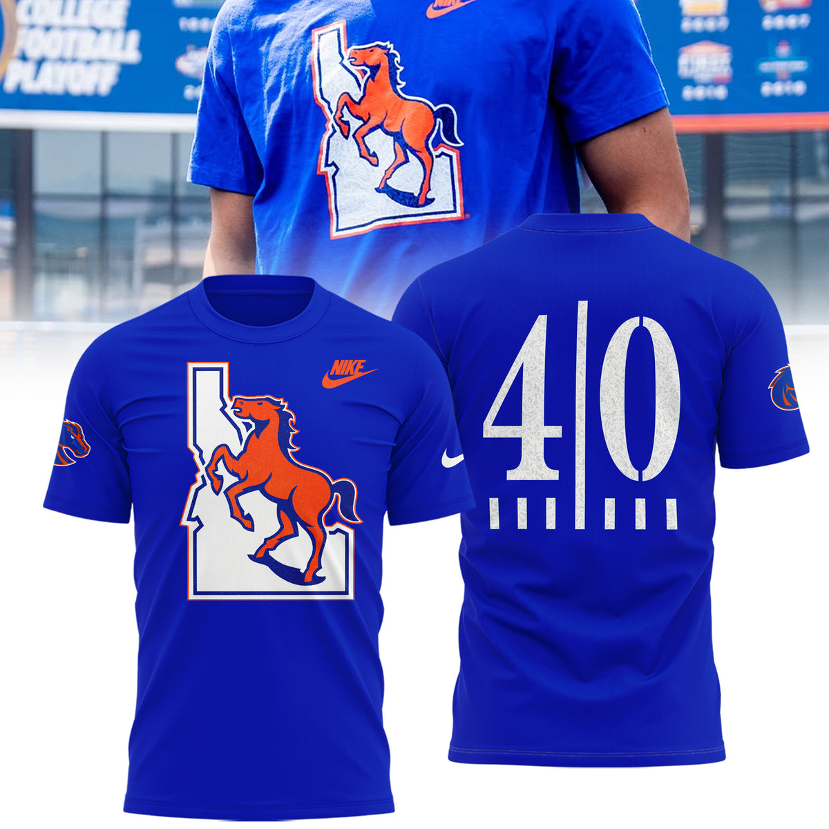 Limited Edition Boise State Broncos 40 Years of Blue Turf Shirt