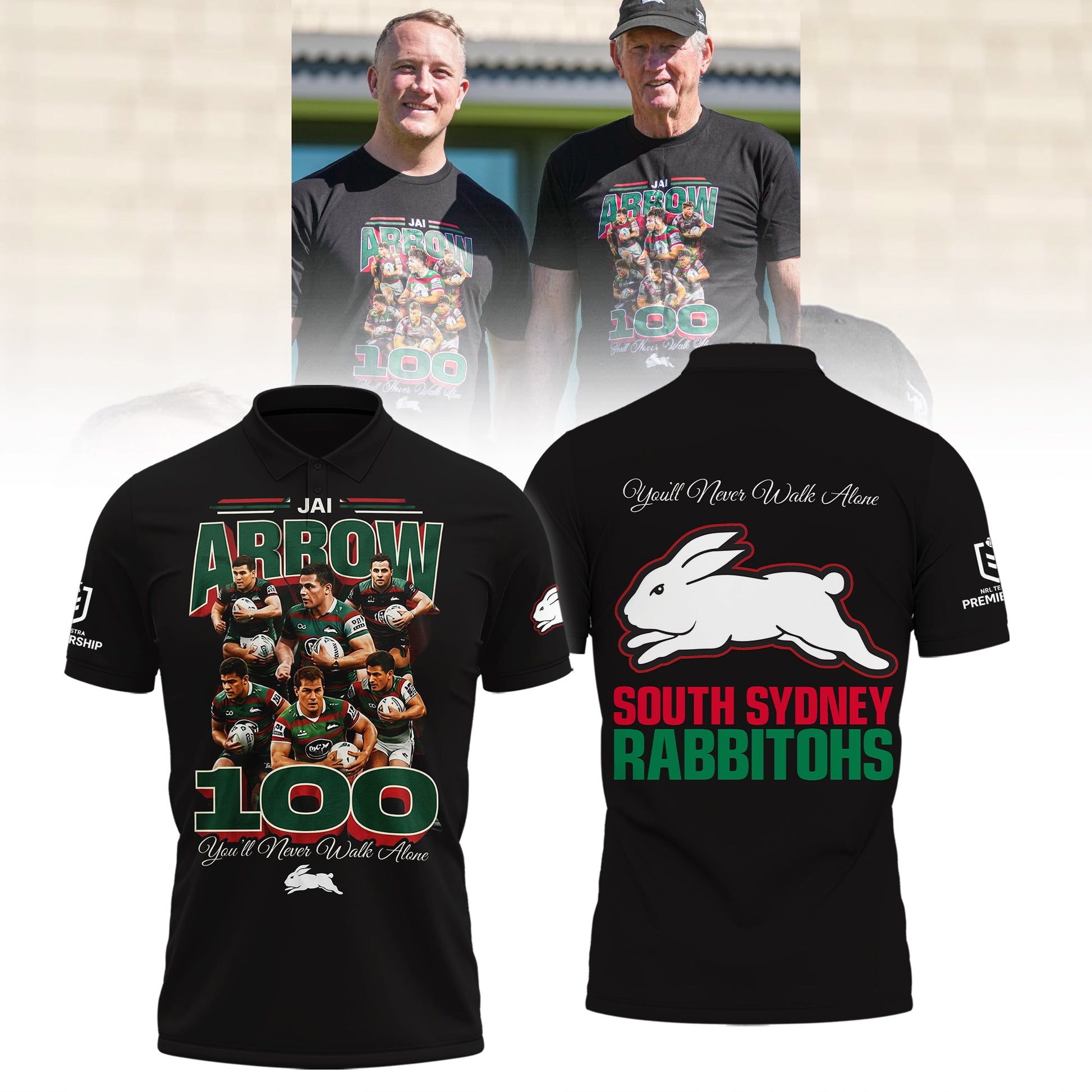 South Sydney Rabbitohs - Jai Arrow 100th Rabbitohs game - You'll Never Walk Alone Polo