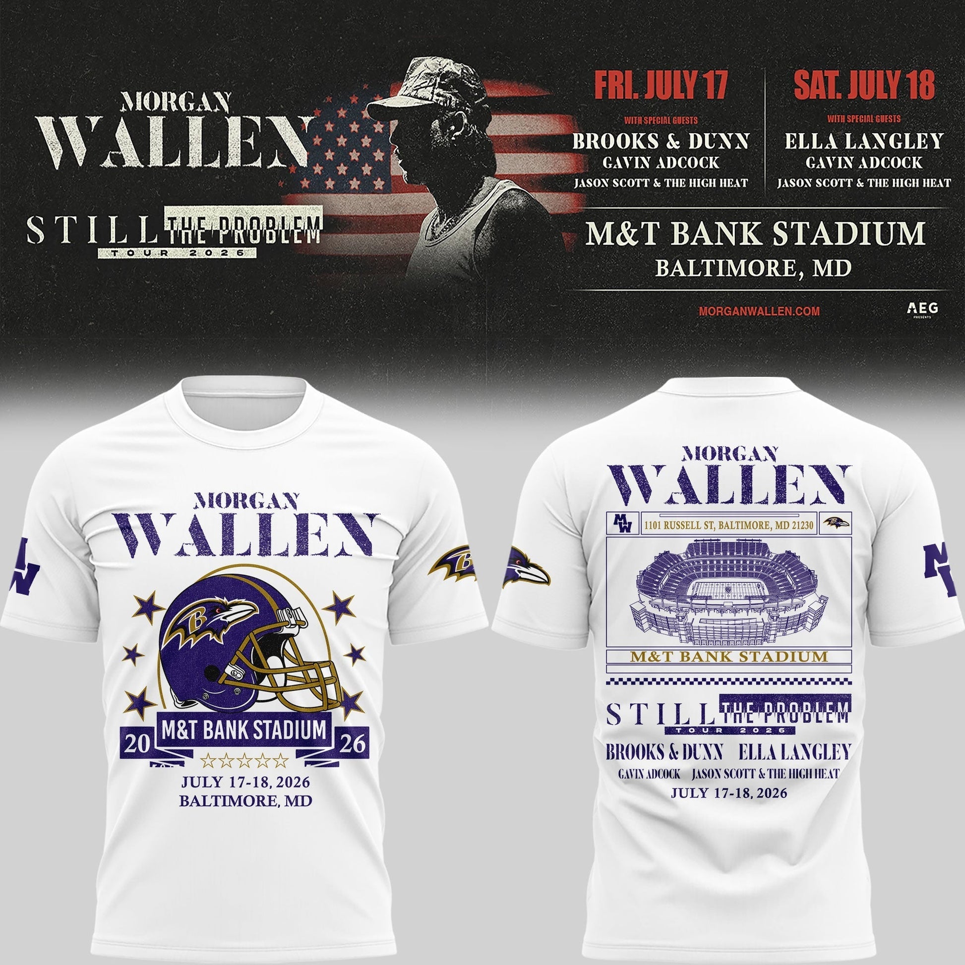 Exclusive Version Baltimore Ravens x MW  White Tshirt 2026